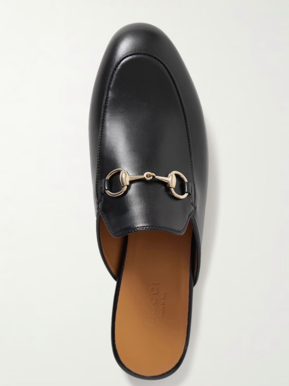 GUCCI PRINCETOWN HORSEBIT -DETAILED BLACK LEATHER SLIPPERS SIZE IT 38 .